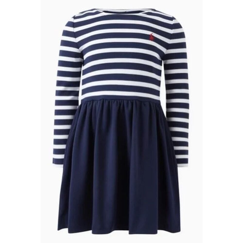 Polo Ralph Lauren Girls Navy and White Stripe Dress Size 2